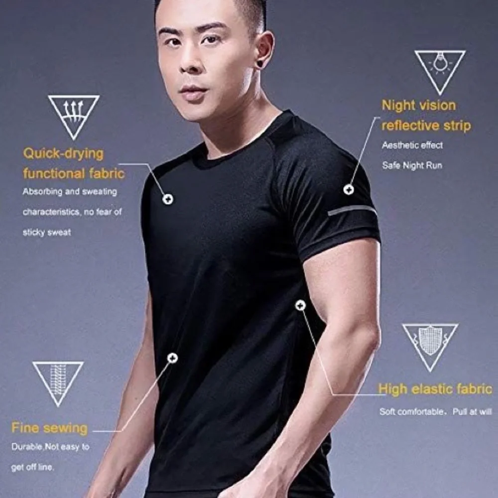Athletic Shirt Short Sleeve Dri Fit Pullover Moisture Wick Fabric Mens Medium